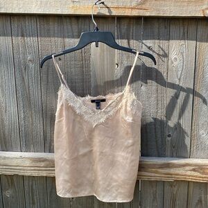 Tan satin Lacey tank top